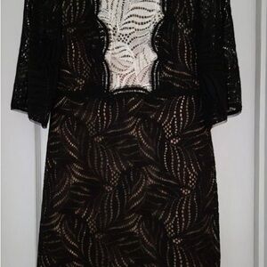 BCBG Max Azria Black & Cream Lace Dress – Size M – Like New